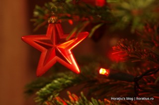 Christmas deco, star in red light