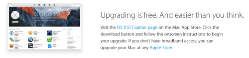 OS X El Capitan free upgrade NOT